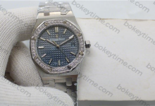 Watch Review: BF Factory Audemars Piguet Royal Oak 77351ST Mechanical Women's Watch with Grey-Blue Dial-Bokey Time