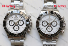Horizontal comparison: BT Factory 4130 Panda Daytona vs. Clean Factory Panda Daytona 116500ln-Bokey Time